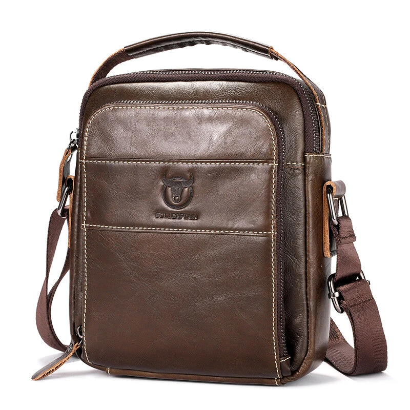 BULLCAPTAIN Genuine Leather Men Shoulder Bags Vintage Small Flap Crossbody Briefcase Handbag Vintage Messenger Bag (image for) BULLCAPTAIN Genuine Leather Men Shoulder Bags Vintage Small Flap Crossbody Briefcase Handbag Vintage Messenger Bag